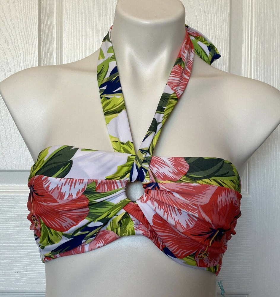 Kona Sol Women's Keyhole Bandeau Halter Bikini Top M (8-10)